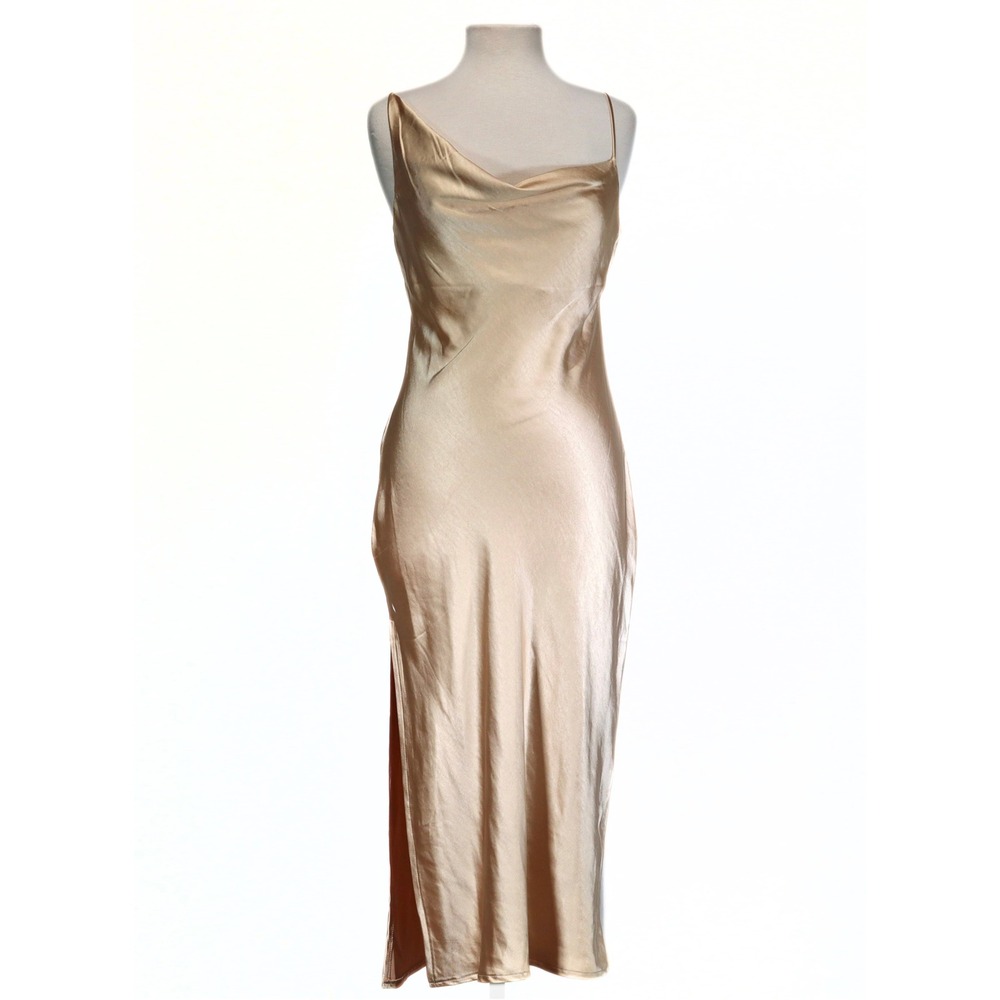 Princess Polly Midi Slip Dress Womens 6 Gold Satin Cowl Neck Slit Party NWT Flaw